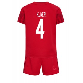 Camisetas Dinamarca Simon Kjaer 4 Primera Copa Mundial 2022 - Niño (+ Pantalones)